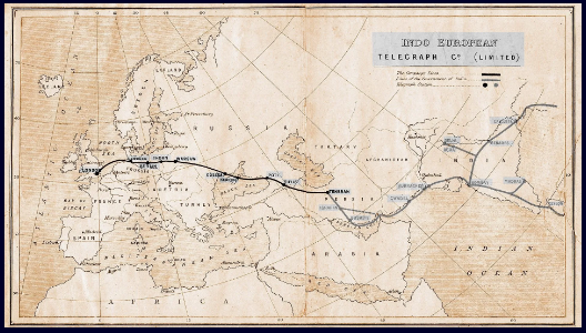 A map of europe with a route