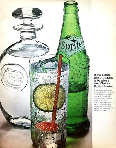Реклама за списание от 1961 г. на водка и Спрайт.